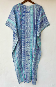 Vestido Kaftán Informal sin Mangas de Algodón con Estampado Digital para Mujer, Ligero, Veraniego, Estilo Bohemio, Floral, para Vacaciones - Product Image 3