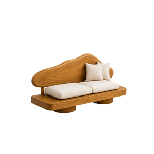 ARTERRA Luxury Eco-Friendly Durable Teak Wood <b>Sofa</b> Modern Three Seat Upholstered <b>Foam</b>-Filled Armless Semicircular Living Room - Product Image 2