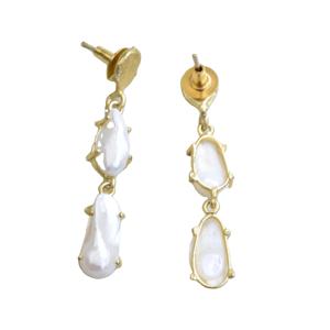 Boucles d'oreilles en laiton à la mode, vente en gros, boucles d'oreilles en perles et pierres organiques, finition plaquée or 18 carats, design bohème chic, qualité d'exportation en gros - Product Image 5