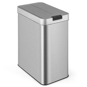 Cestino per Rifiuti da Cucina Sottile con Telaio in Acciaio Inox da 13,2 Galloni con Coperchi a Cerniera - Product Image 1