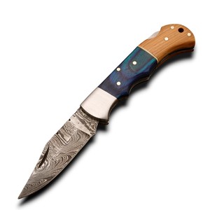 Cuchillo Plegable de Acero de Damasco Forjado a Mano, Premium, EDC, Táctico, para Caza, Camping, Supervivencia, Personalizado, OEM, ODM, Venta al Por Mayor - Product Image 1