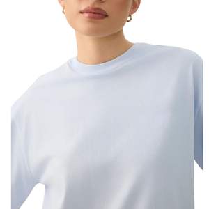 Camiseta de Algodón Extra Grande para Mujer, con Logotipo Personalizado, Corte Holgado Informal, Lisa, sin Estampado, OEM, ODM, Venta al Por Mayor, Moda de Verano - Product Image 3