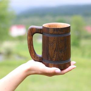 แก้วเบียร์ไม้เนื้อแข็งสีเข้มสไตล์วินเทจ ทำมือ สำหรับดื่มที่บ้าน ผับ ร้านอาหาร ของขวัญสะสม - Product Image 2