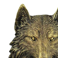 Estatua de Cabeza de Animal Montada en la Pared, Figura Decorativa de Metal 3D de Aluminio, Adorno Artístico Extravagante de Lobo para Sala de Estar