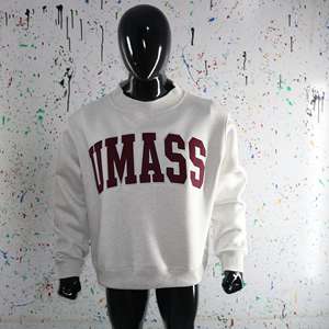 Sweat-shirt à col montant gris cendré UMASS, 100% coton, broderie appliquée marron, col large, URBAN PRODUCTIONS - Product Image 2