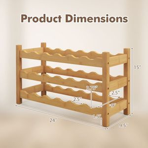 3-Tier Bamboo Freestanding Countertop <b>Wine</b> <b>Rack</b> Organizer for <b>Wine</b> Bottles - Product Image 4