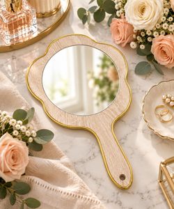 Handheld Wooden <b>Mirror</b> Natural Wood Handle <b>Makeup</b> Beauty <b>Mirror</b> Portable Personal Grooming <b>Mirror</b> for Home Salon Travel <b>Vanity</b> - Product Image 6