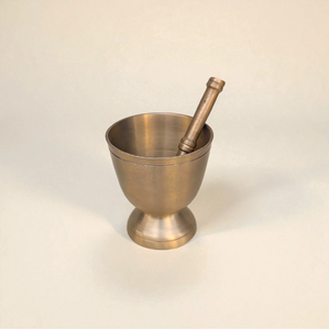 Elegant goblet style brass mortar pestle set with pedestal base for <b>kitchen</b> spices, available at wholesale prices. - Product Image 3