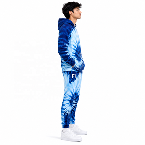 Ensemble de survêtement décontracté oversize tie-dye avec sweat à capuche et pantalon de jogging en molleton bouclette, style streetwear, pour commandes en gros - Product Image 2