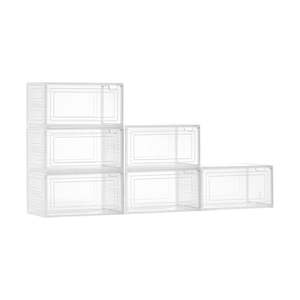 Lot de 6 boîtes de rangement empilables pour chaussures Taille US 13 Organisateur blanc transparent - Product Image 1