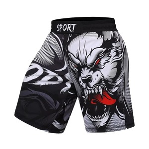 Pantalones Cortos de Lucha MMA Profesionales para Hombre, Sublimados, de Poliéster, Cintura Elástica, Ligeros, Duraderos, Cómodos, con Logotipo Frontal, para Entrenamiento en Gimnasio - Product Image 1