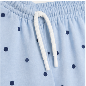 Shorts de détente pour femmes, coupe droite décontractée, à pois bleu glace, avec cordon de serrage, en jersey modal classique WPSHORT-0032 - Product Image 5