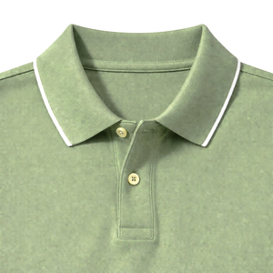 Plain Blank Polo Shirt Sage Green with <b>White</b> Piping Custom Logo Embroidery Wholesale Factory Supplier - Product Image 6