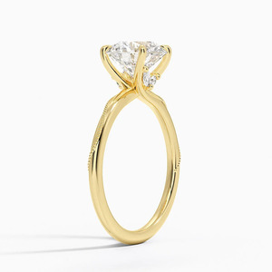 Bague de fiançailles solitaire à haute tige sertie de diamants croisés - Product Image 2