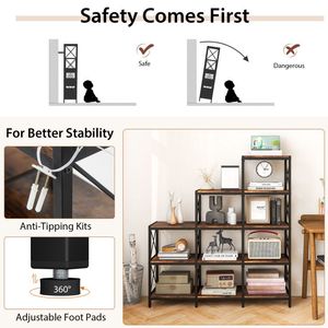 Libreria a 9 cubi per casa e ufficio con struttura in acciaio al carbonio, scaffali eleganti per uso domestico e ufficio - Product Image 6