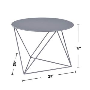 Tavolino Rotondo in Metallo con Finitura Grigia, Eleganti Tavolini da Caffè - Product Image 3