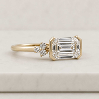 Bague en diamant taille émeraude pour femme, or jaune, bijoux de luxe pour fiançailles, diamants blancs cultivés en laboratoire certifiés IGI