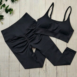 Women's Seamless Gym Outfit 2 Piece Fitness Set High Waist Tummy Control <b>Leggings</b> and Support Sports Bra for Yoga <b>Workout</b> - Product Image 1
