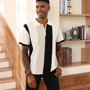 Polo pour homme – Tricot rayé vintage, coupe ajustée décontractée, idéal pour le quotidien et le sport - Product Image 4