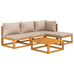 Ensemble de salon en bois d'acacia pour jardin, couleur taupe, avec coussins 100 % polyester - Product Image 3