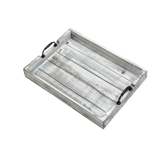 Plateau de service en bois de pin naturel Design rustique de qualité supérieure avec poignées pour Table basse Cuisine Petit déjeuner Décoration intérieure au meilleur prix - Product Image 1