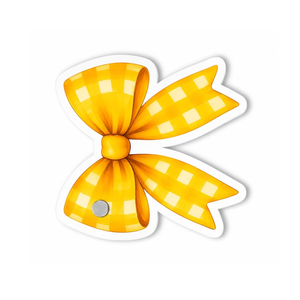 Baldosa Acrílica para Pestañas con Lazo Amarillo y Blanco, Diseño Gingham Sostenible, Impresión de Logotipo Personalizado, Baldosa de Belleza con Imanes, Servicio OEM - Product Image 4