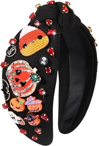 Export Quality Halloween <b>Beaded</b> <b>Headband</b> Comfortable Handmade Knotted Pumpkin Ghost Star Hair Accessories for Women & Girls 2026 - Product Image 4