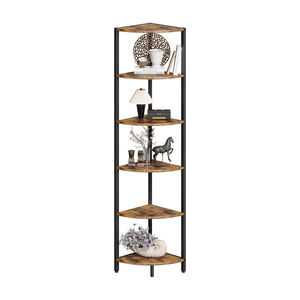 Metal Corner Planter Stand <b>Rustic</b> <b>Shelf</b> Rack Tri Fold Plant Holder Space Saving Storage Organizer for Home Office - Product Image 1