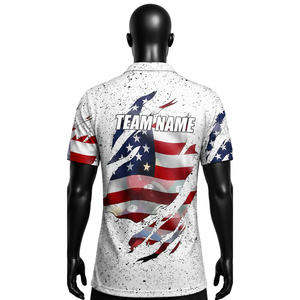 เสื้อโบว์ลิ่งลำลองแขนสั้นสำหรับผู้ชาย ORVO SPORTS ผ้าเทอร์รี่ พิมพ์ลายแบบซับลิเมชั่น แห้งเร็ว ระบายอากาศได้ดี ผลิตจากโพลีเอสเตอร์ 100% สีดำ สไตล์อเมริกัน - Product Image 4