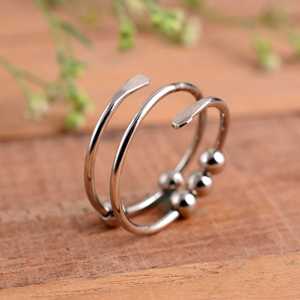 Adjustable 925 Sterling Silver Anxiety Fidget <b>Ring</b> for Stress Relief Handmade <b>Spinner</b> <b>Ring</b> with 3 Movable Beads Arthritis Finger - Product Image 5