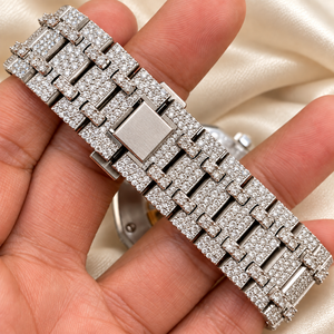 นาฬิกา Raj Gems Iced Diamond Mechanical ETA ตัวเรือนสแตนเลสสตีล 41 มม. หน้าปัดอนาล็อก หรูหราสำหรับผู้หญิง สายแบบ Deployment Clasp - Product Image 2