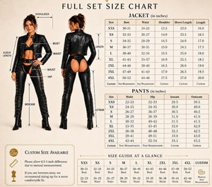 Genuine <b>Leather</b> <b>Lace</b>-<b>Up</b> Jacket and Pants Set, Black Cropped Moto Biker Outfit - Product Image 6