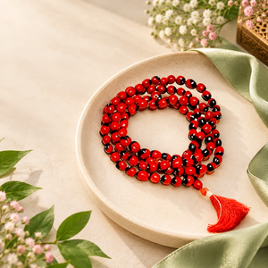 Collier vintage religieux en perles Gunja Ratti rouges, perles de graines naturelles, pour cadeau de mariage, fête, fiançailles, anniversaire - Product Image 2