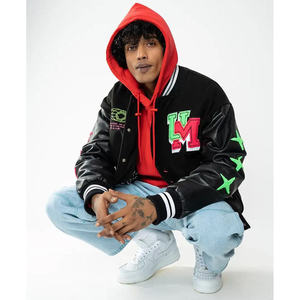 Chaqueta Varsity Letterman de Alta Calidad Hecha a Medida con Diseño de Graffiti para Hombre, Estilo Urbano, Chaqueta Varsity de Béisbol con Bordado - Product Image 6