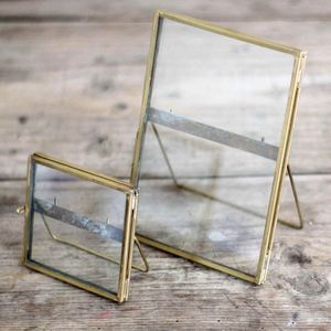 Wholesale Vintage Brass Glass Photo <b>Frame</b> Tabletop Standing Picture <b>Frame</b> Luxury Home Decor <b>Gold</b> Metal Artwork Display <b>Frame</b> - Product Image 1