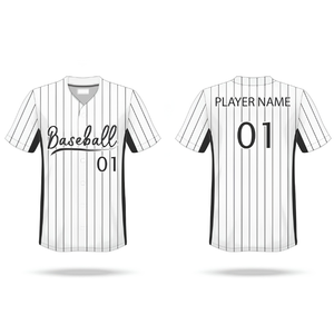 Maillot de baseball à séchage rapide, logo imprimé par sublimation sur le devant, rayures fines, maille, manches courtes, personnalisé, évacuation de l'humidité, polyester/coton - Product Image 3