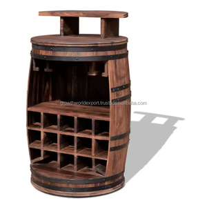 Mueble Bar Moderno de Madera con Forma de Barril, Estante para Vinos, Mueble Bar de Madera Maciza Redondo, Almacenamiento de Botellas Hecho a Mano 2026 - Product Image 3