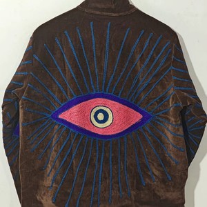 Veste en velours côtelé pour femme Jungle, col montant, manches longues, motif œil maléfique brodé à la main, pour l'automne - Product Image 4