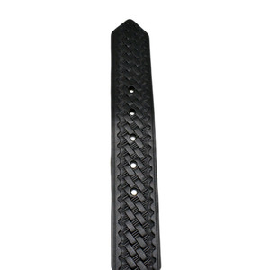 Ceinture formelle en cuir véritable noir avec boucle rectangulaire argentée, couleur unie, pour tenue de travail et uniforme - Product Image 3