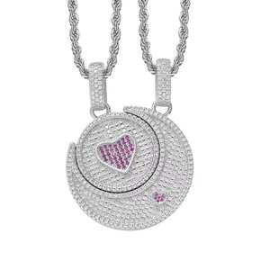 Collier Pendentif Deux-en-un Soleil & Lune Plaqué Or Moissanite, Bijoux Hip Hop Haut de Gamme Entièrement Sertis de Diamants pour Amoureux - Product Image 5