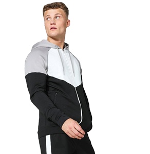 Sudadera con capucha de bloque de Color para hombre, traje deportivo con cremallera frontal y bolsillos, ropa deportiva activa atlética, estilo 2021 - Product Image 1