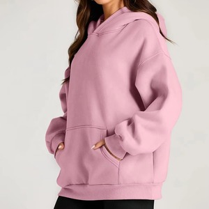 Sweat-shirt à capuche décontracté pour femme en polyester/coton tricoté anti-boulochage, à manches longues, pour l'automne et l'hiver - Product Image 4