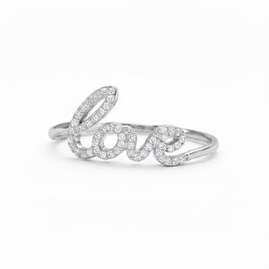 Anillo de amor de oro amarillo de 10K 14K con diamantes, diseño de letra de amor, chapado en oro, regalo para novia, regalo para el Día de San Valentín. - Product Image 6