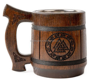 Taza personalizada de acero inoxidable de madera de roble 8oz-12oz-18oz, gran regalo quemado a mano para hombres, barra de graduación de Acción de Gracias para mesa - Product Image 4