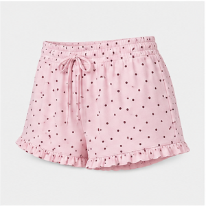 Pantalones Cortos de Salón Personalizados para Mujer, Color Rosa Ballet con Puntos, Corte en A, Cómodos, con Cordón Ajustable, de Algodón y Modal, WPSHORT-0033 - Product Image 3