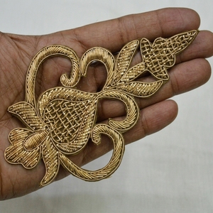Gold Embroidered Applique Patch <b>Sew</b>-On Classical Motif for Garment Decoration - Product Image 3