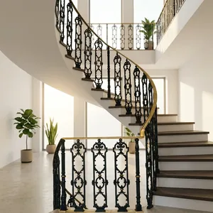 Système de main courante en fer et laiton de qualité supérieure, piliers décoratifs en métal antique pour la rénovation des escaliers domestiques - Product Image 1