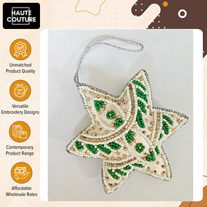 Eye Catching Design Handcrafted Bullion Made <b>Star</b> Shape Padded Beaded Home Decorative Festive <b>Hanging</b> Ornaments at Low Price - Product Image 5