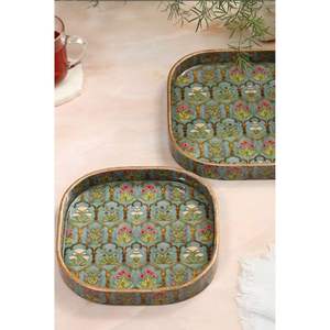 Premium Handmade Wooden <b>Enamel</b> Pattern Platter Decorative Table Serving Tray for Fruits Snacks and Desserts - Product Image 4