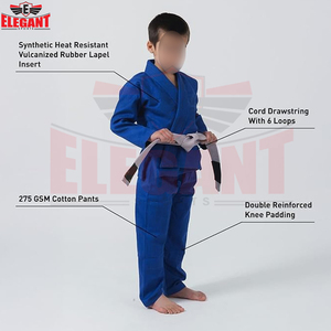 Uniforme d'entraînement d'arts martiaux 2026 de qualité supérieure, professionnel, robuste, bleu uni, confortable, en mélange de coton pour enfants - Product Image 3